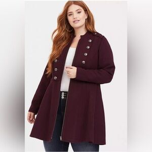 TORRID Sz 3 Military Style Jacket Epaulettes Zipper Closure Decorative Buttons